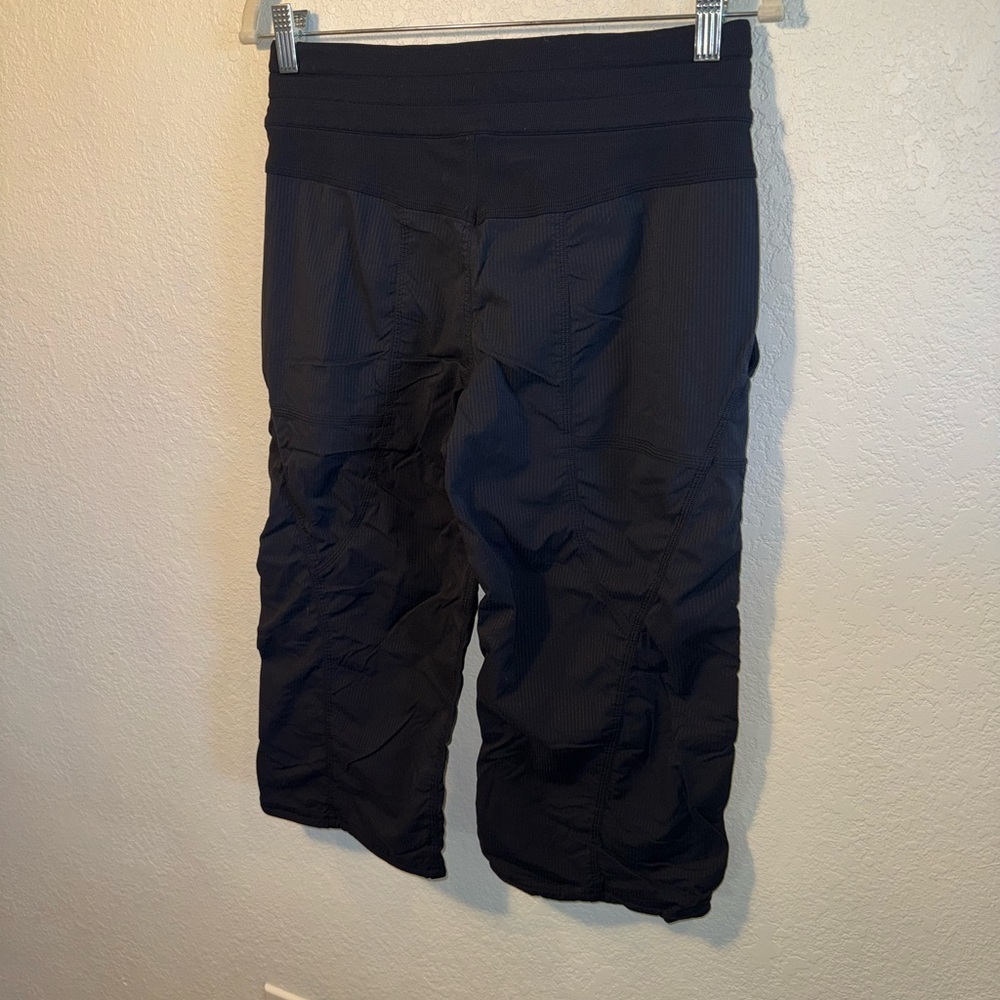 Lululemon Black Dance Studio Striped Tie Waist Cropped Athletic Pants Size 6